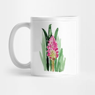 Watercolor pink hyacinth with leaves Mug